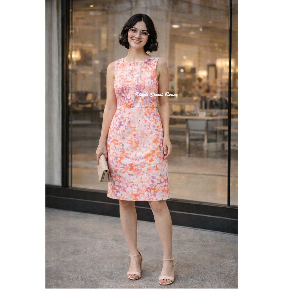 Ann Taylor Sheath Watercolor Floral Dress Size 2 Petite